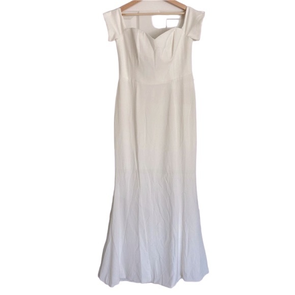 DRESS THE POPULATION Logan White Off The Shoulder Dress Gown size large - Picture 4 of 9